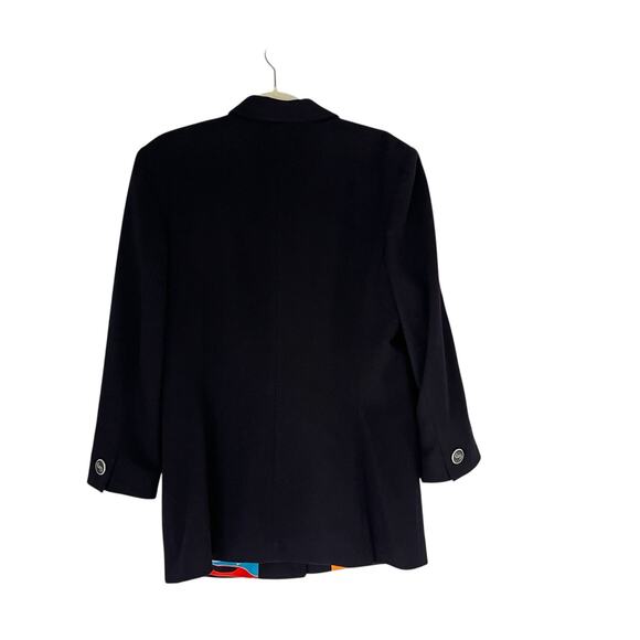 Louis Feraud VTG Wool Blazer Black Sz 8 Pop Art Eclectic grandpa quirky Jacket - Picture 4 of 15